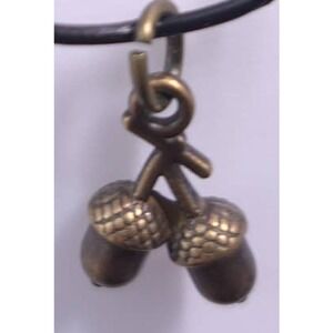 BronzeTone Tiny DOuble Acorn Pendant Charm Nature Forest Rustic Handmade